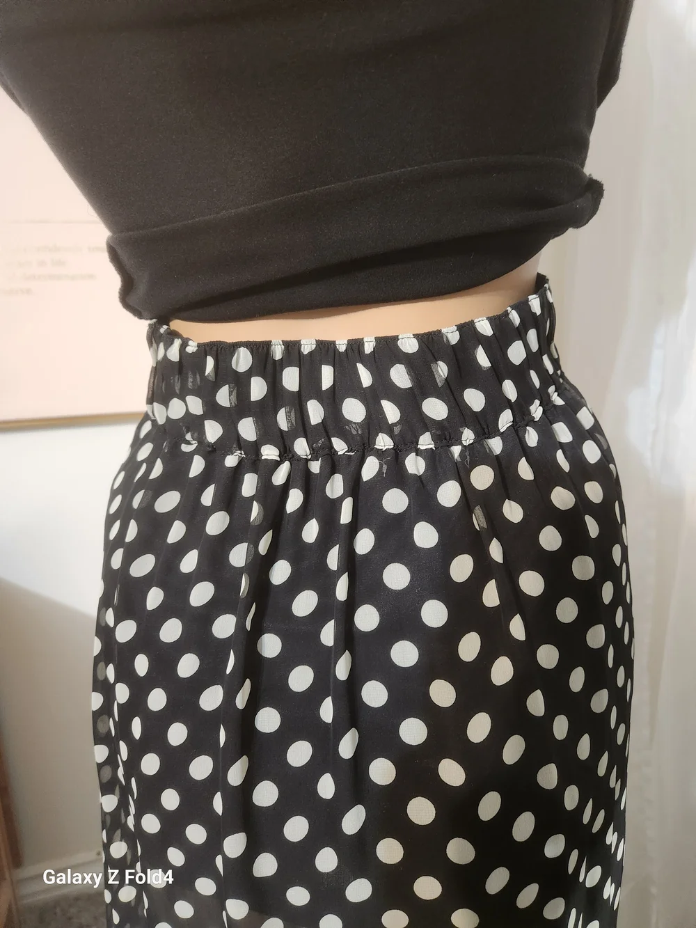 Arden B Black and White Polka Dot High-Low Skirt Med